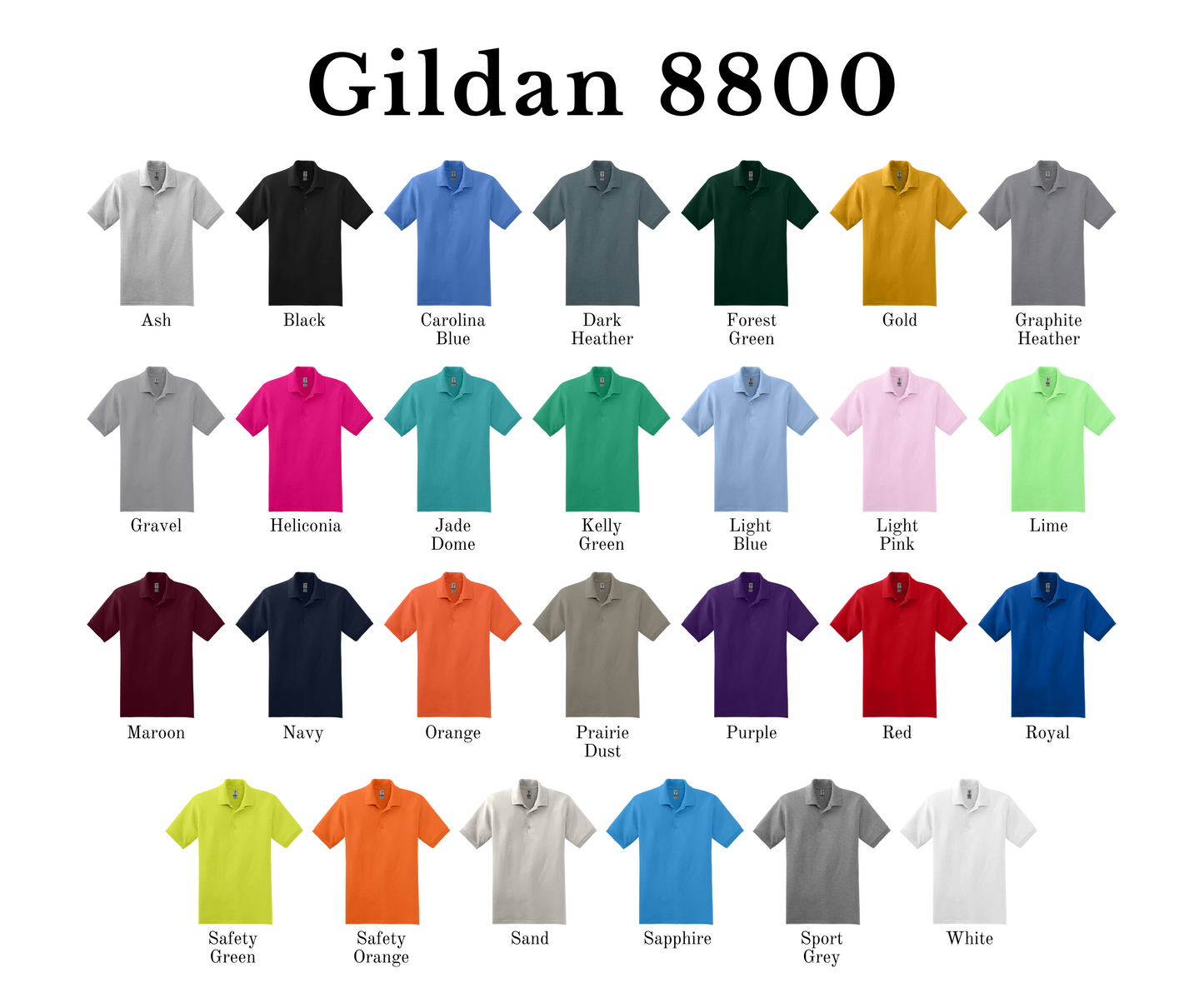 Gildan® 8800 Polo – Custom Print or Embroidery Uniform Shirt