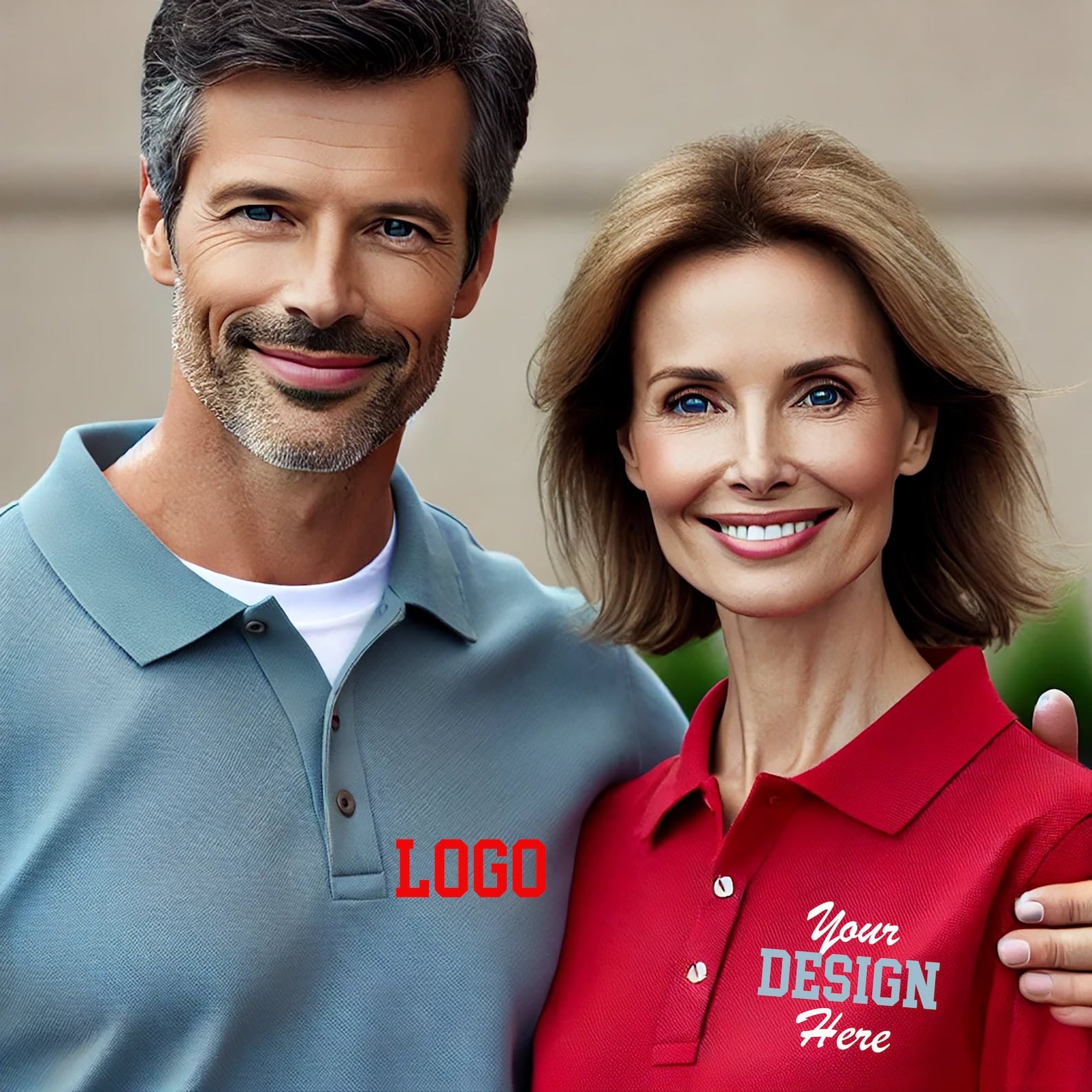 Custom embroidered staff uniform polo shirt – white cotton shirt with logo space.

