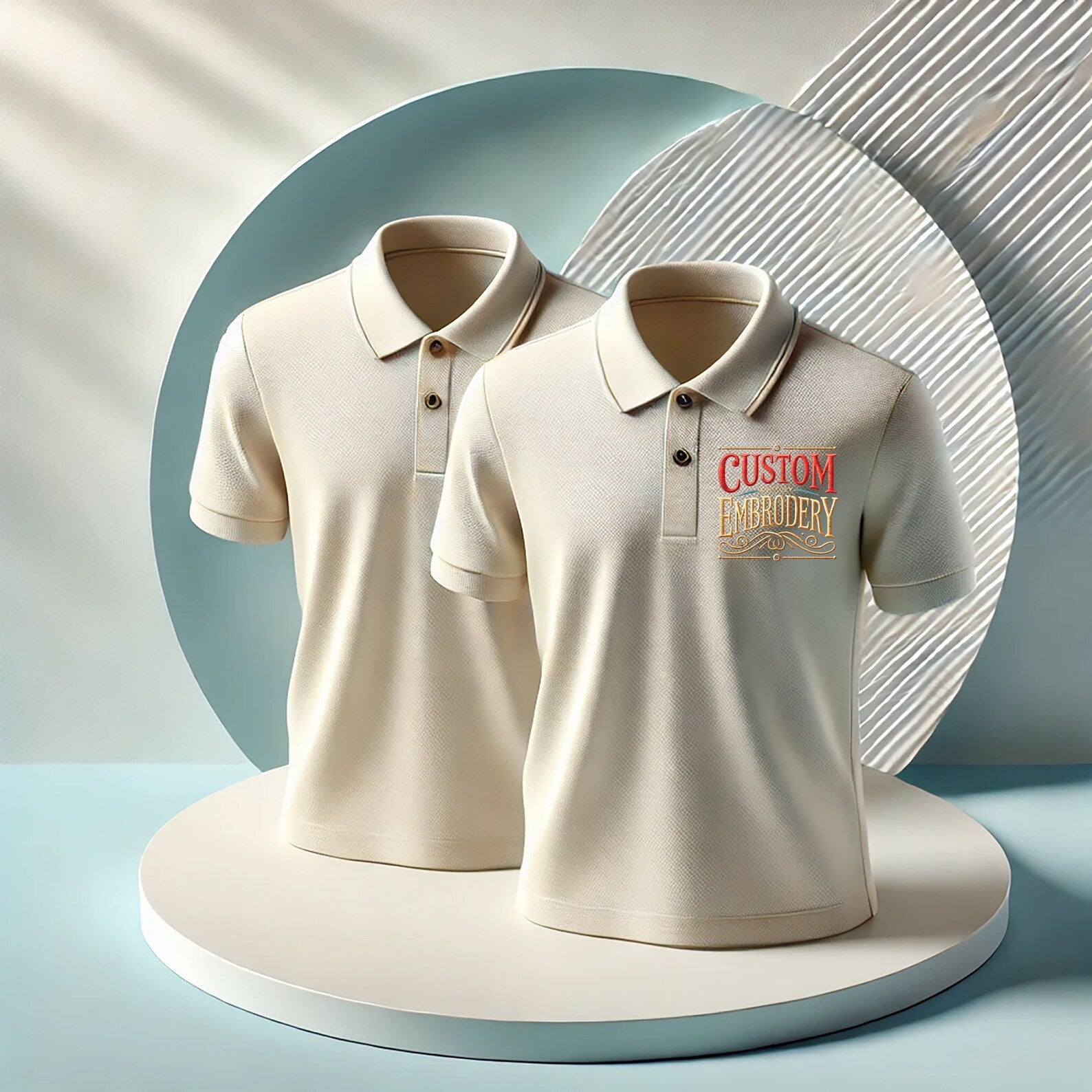 Group uniform in custom embroidered polo shirts