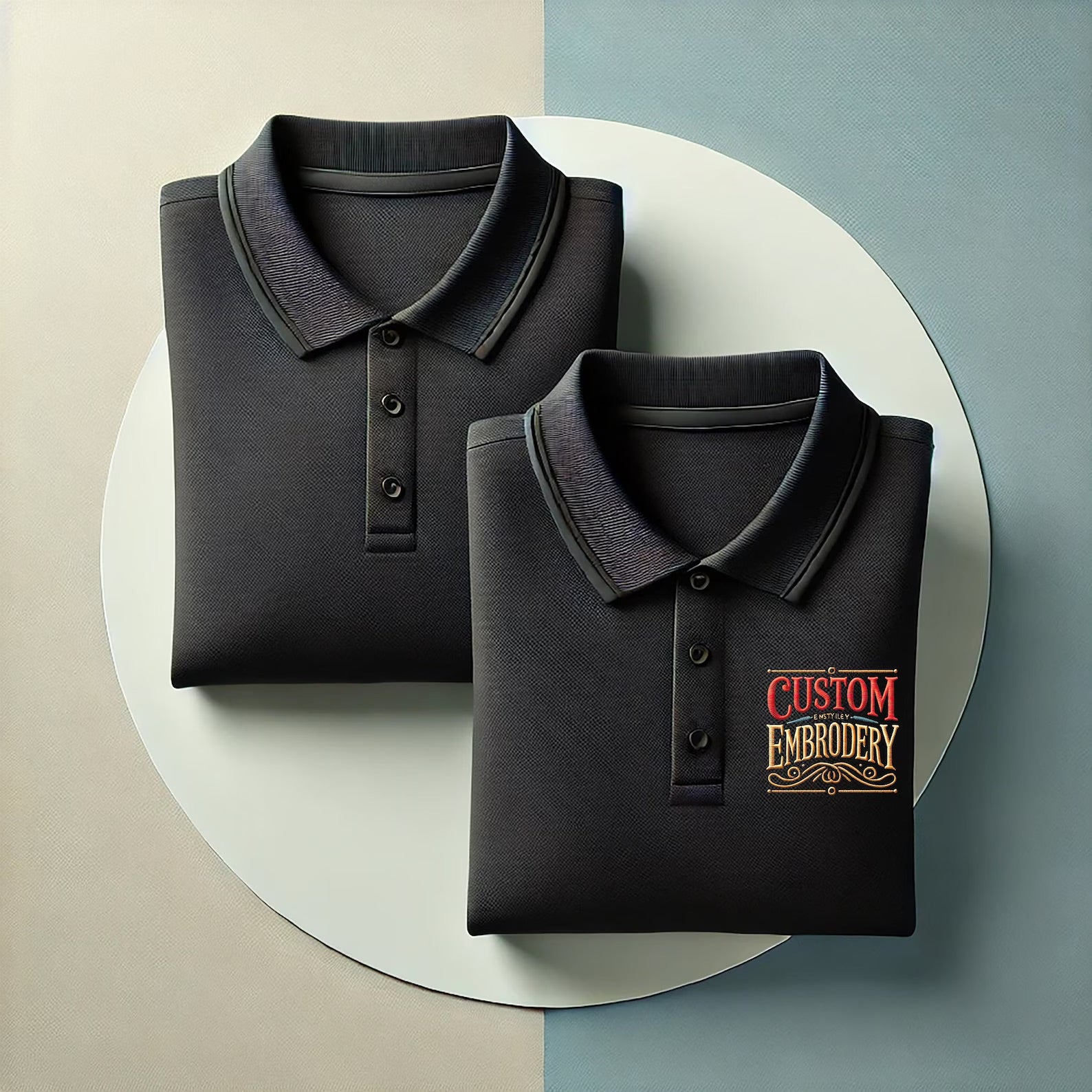 Unisex embroidered polo shirts for all ages – toddler, teen, and adult sizes.