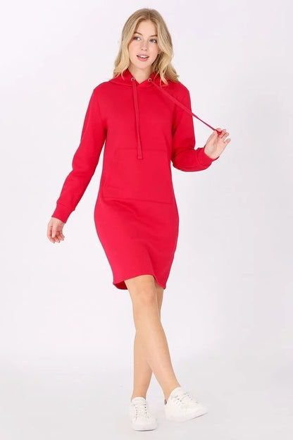 LONG FLEECE SWEATSHIRT HOODIE DRESS